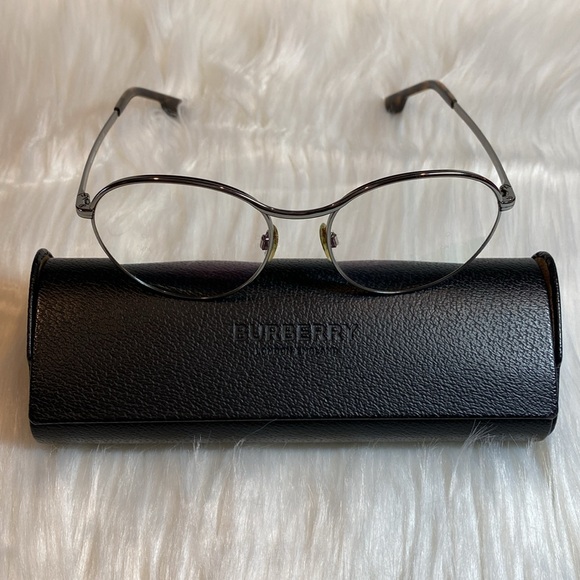 Burberry, Made in Italy, Silver Grey & Tan Glasses + Case, Excellent Condition - Picture 1 of 13